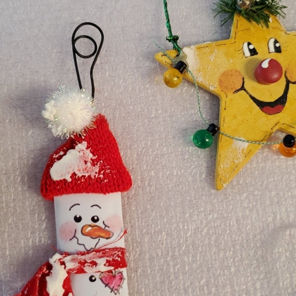 •Lot of 10 handcrafted Christmas Holiday ornaments•Snowman•Victorian•Santa• - Picture 7 of 16